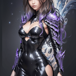 Female black latex warrior mage