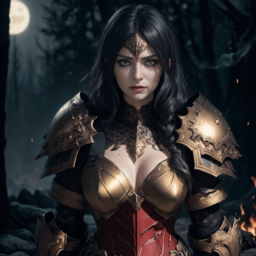 Female bonfire warrior Red and Bronze armor, indy