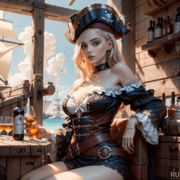 Sexy Piratress drinking Rhum