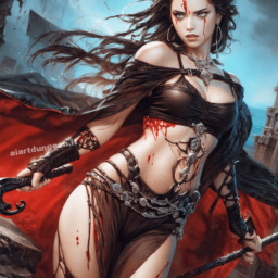 Female bloodied paladin – Luis Royo style